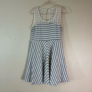 Areve Blue and White Striped Dress
